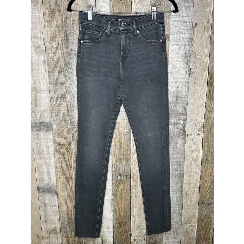 New Womens Express Gray Distressed Denim Cropped Skinny Mid Rise Jeans Size 0 L